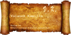 Valasek Kamilla névjegykártya